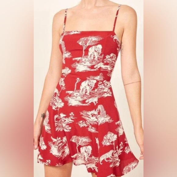 REFORMATION Kendall Mini Dress Nairobi Safari Animal Print 2 - Picture 2 of 7